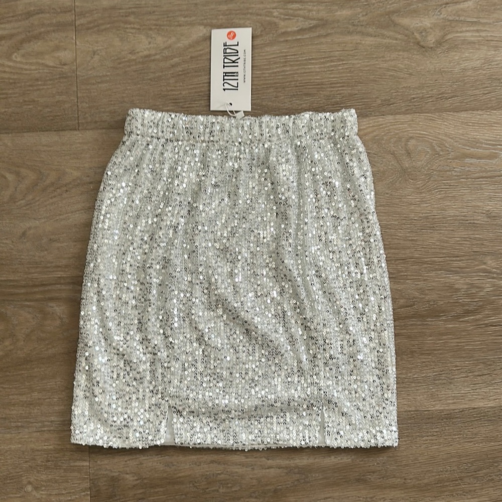 12th Tribe Silver Sequin Skirt